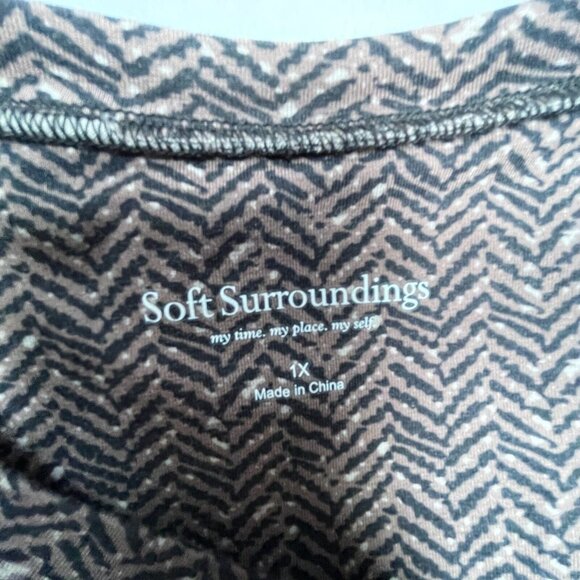 Soft Surroundings Women 1X Brown Herringbone Pullover Sweater Casual Velvet Trim - Picture 8 of 9